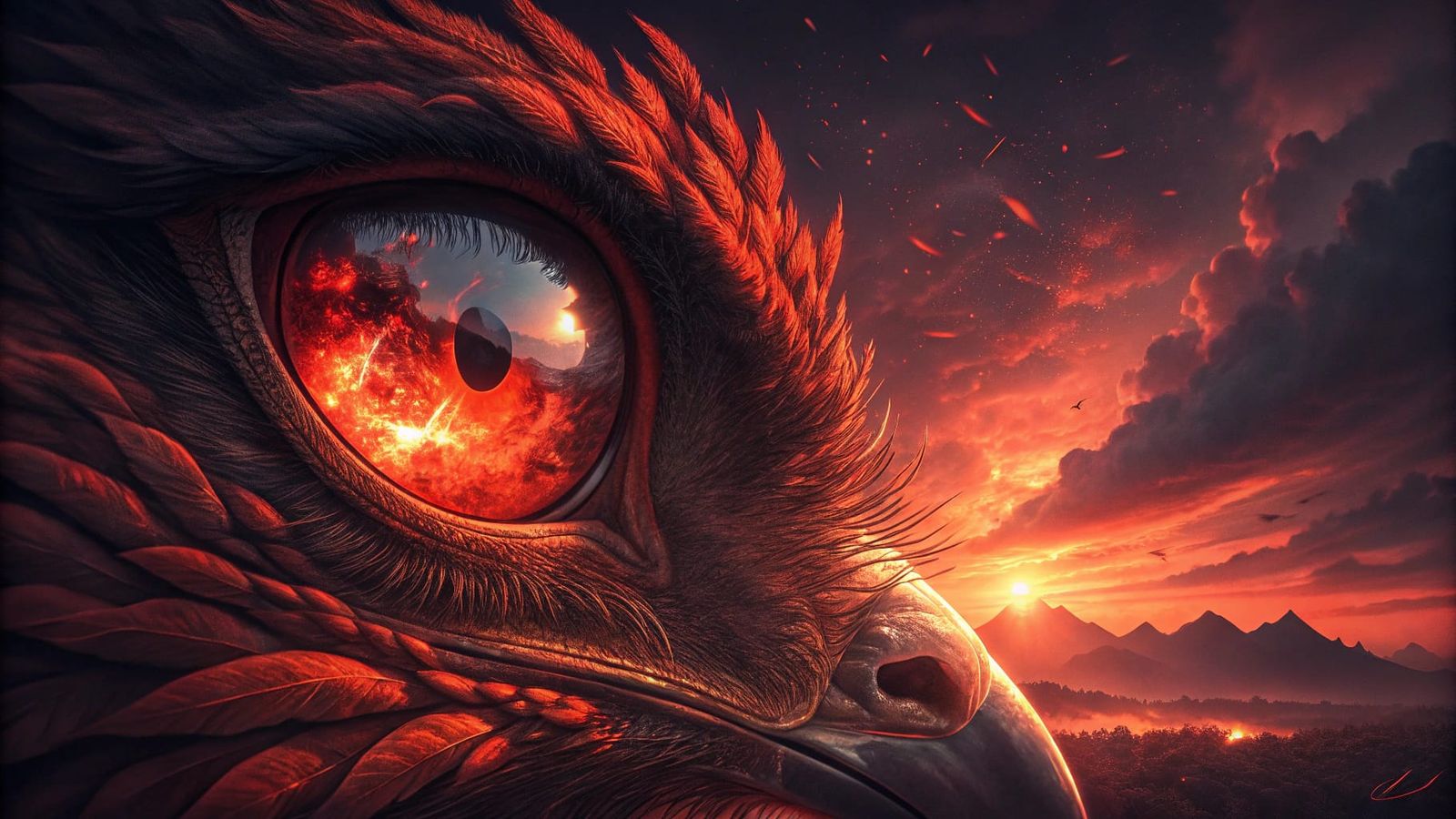 Phoenix Eye Macro: Fiery Nebulae Reflection