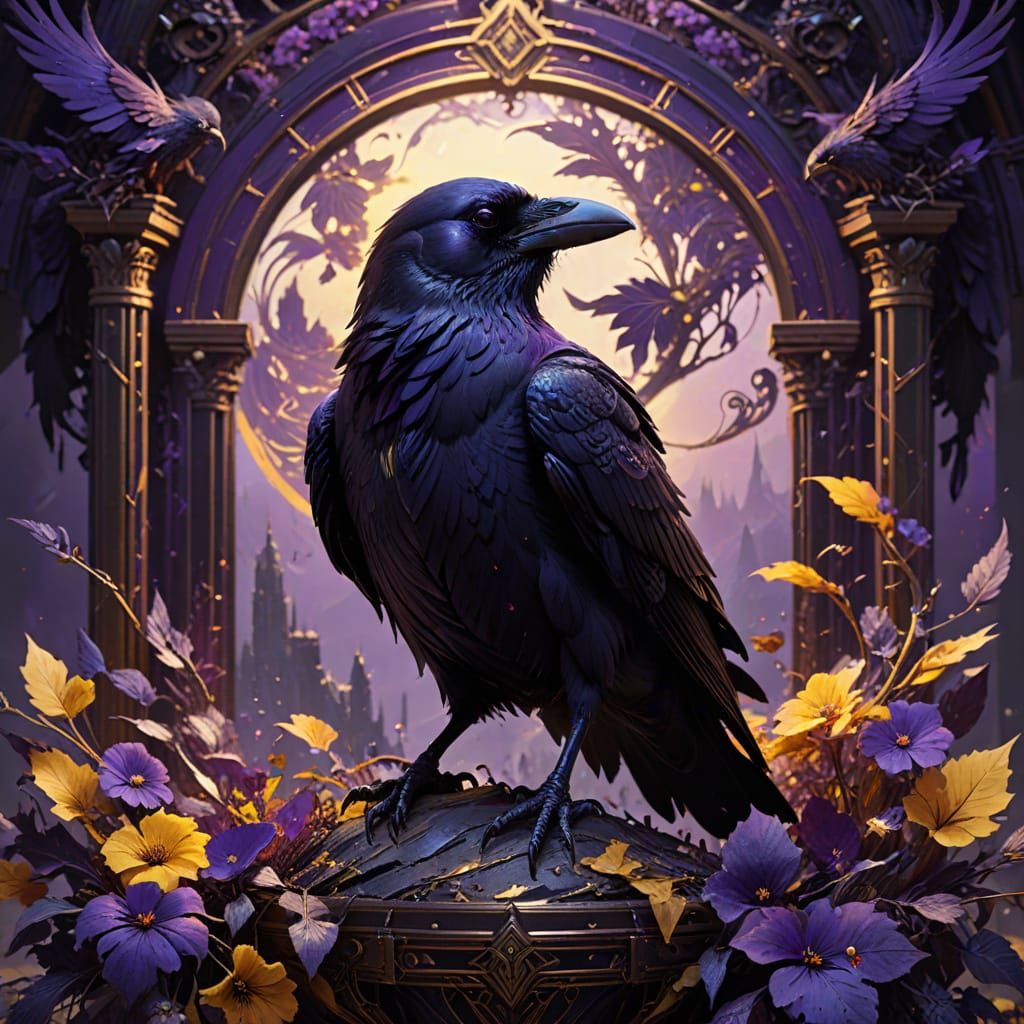 Dark Fantasy Raven Masterpiece in Cyberpunk Aesthetic