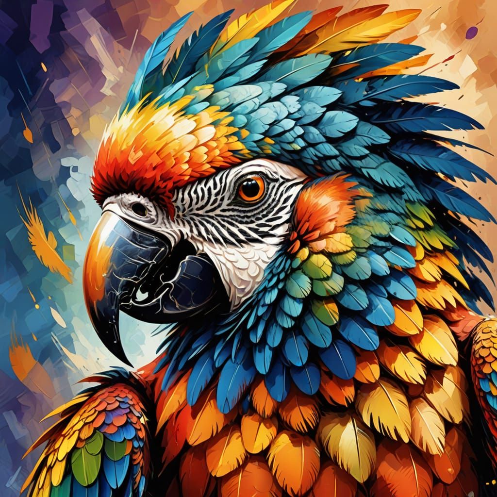 Colorful Parrot in a Fantasy Illustration