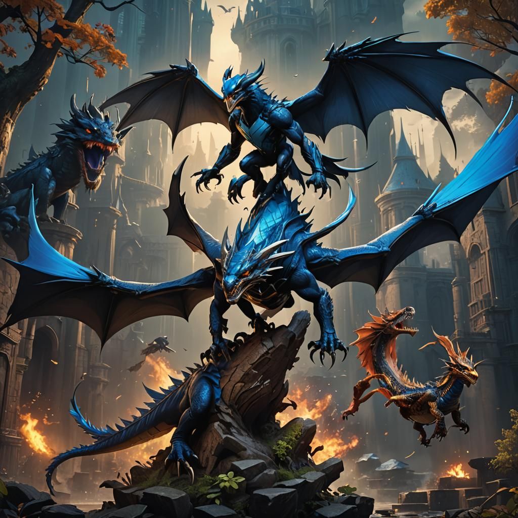 NightWing and MudWing Dragons Together: Detailed Fantasy Art