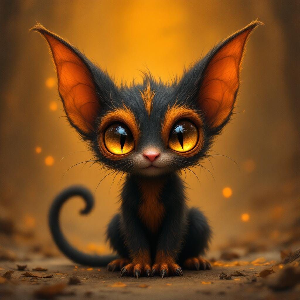 Fiery Fantasy Creature with Amber Eyes