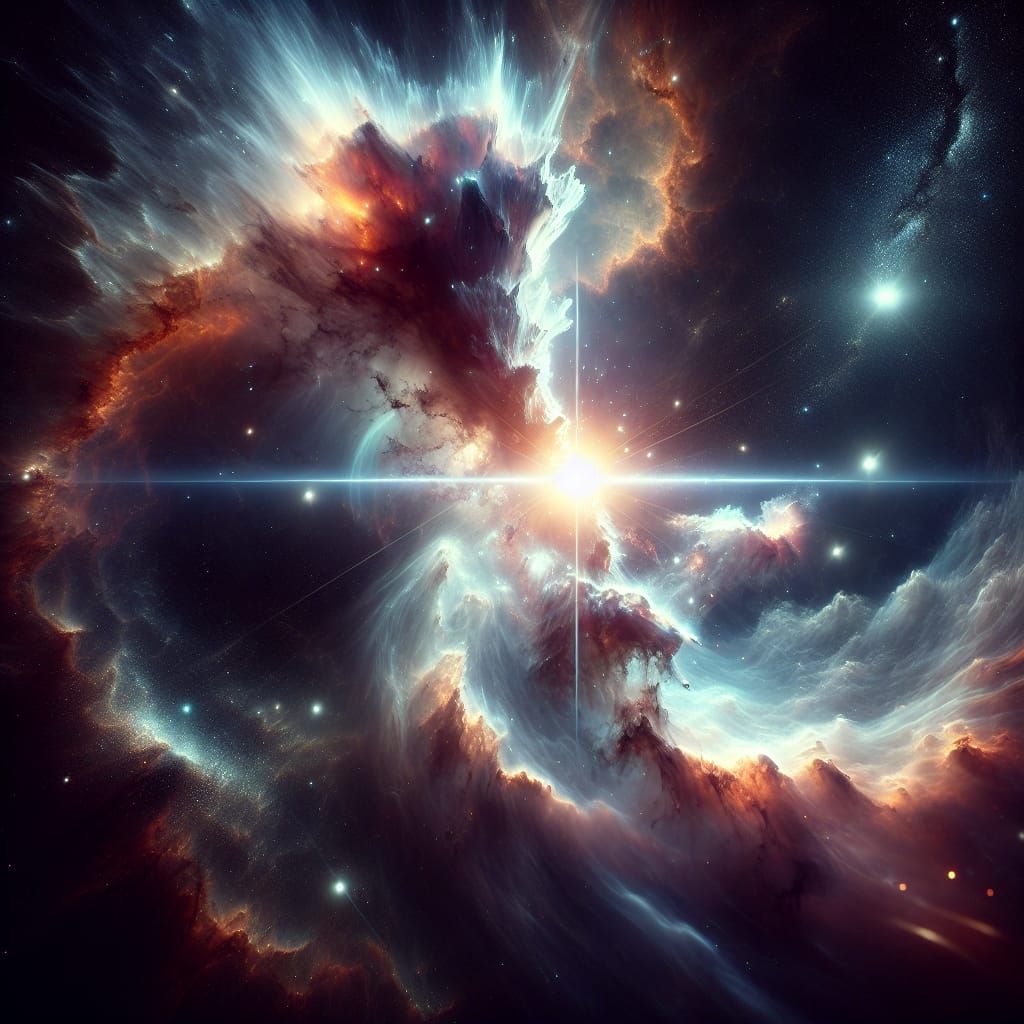 Piercing the cosmic gaseous star nebula. intricate details, HDR, hyperrealistic, sharp focus, 64 megapixels, flawless co...