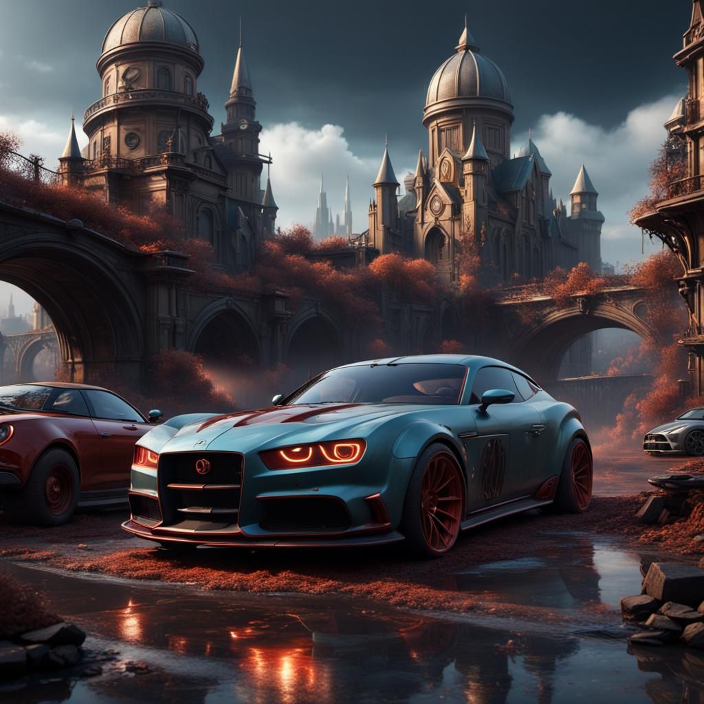 Fantastical Cars in Detailed Matte Painting