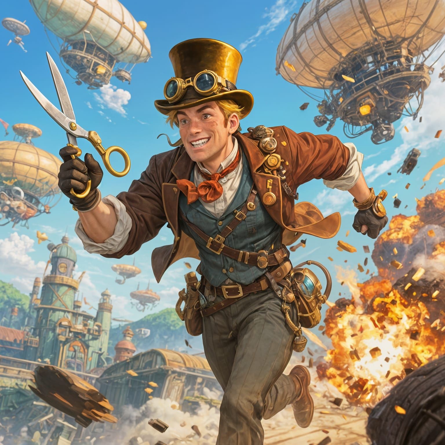 Steampunk Dad Runs with Scissors: Digital Art