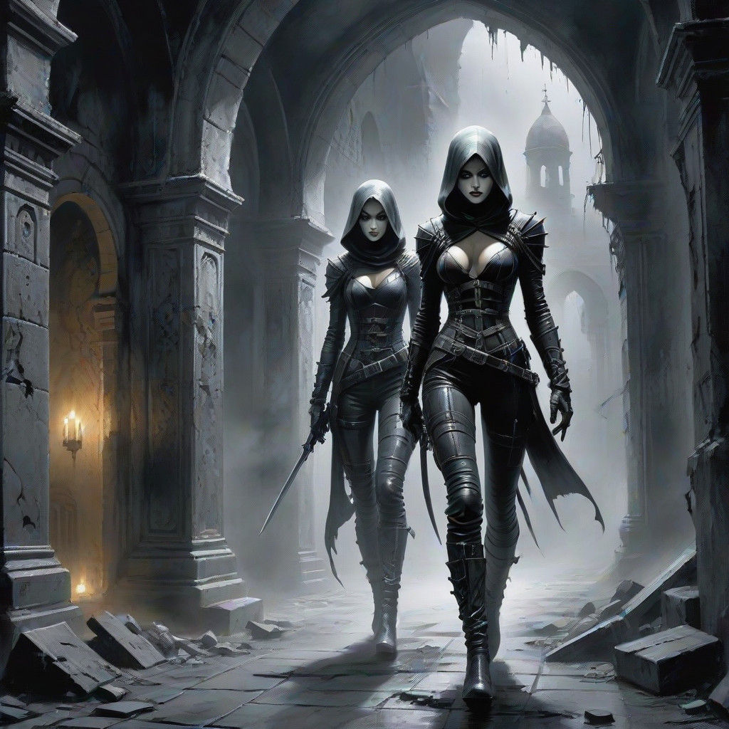 Modern Assassin in a Foggy Monastery