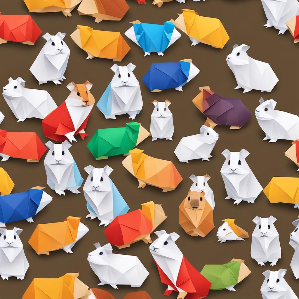 Origami Guinea Pig Papercraft in 8K Resolution