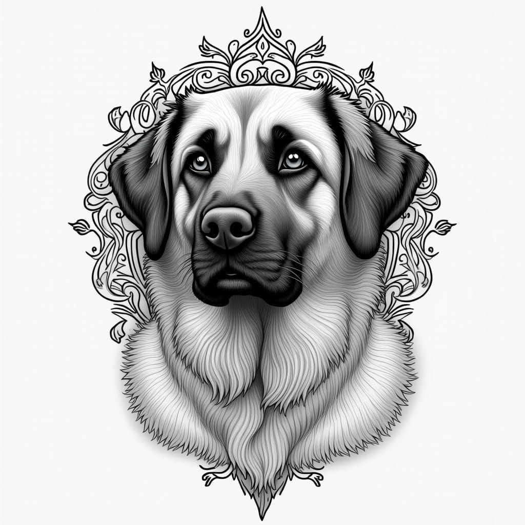 Byzantine Anatolian Shepherd Portrait in Cartoon Pencil Draw...