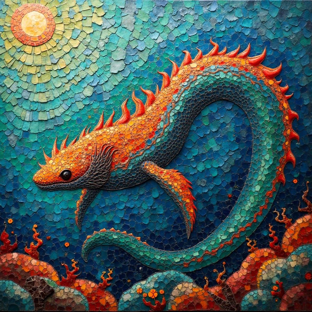 Surreal Underwater Mosaic of a Majestic Sea Creature