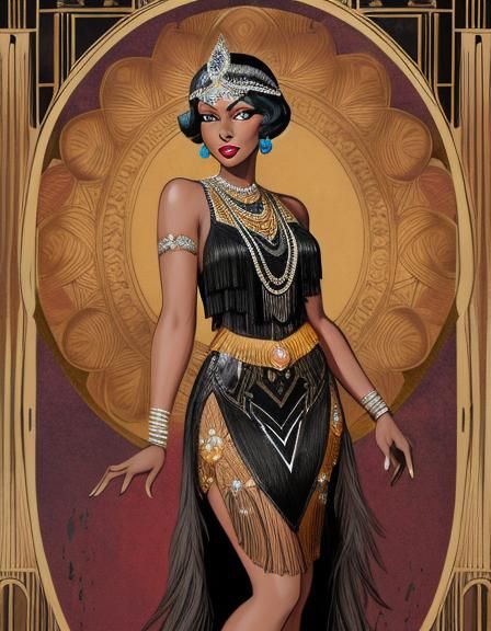 Art Deco Burlesque Vedette in Hyperrealistic Style