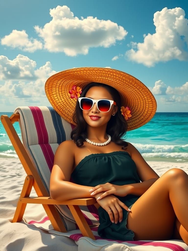 Mona Lisa's Riviera Vacation in Impressionist Style