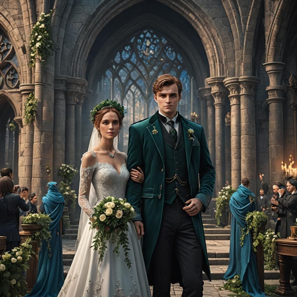Slytherin and Ravenclaw Wedding: Fantasy Concept Art