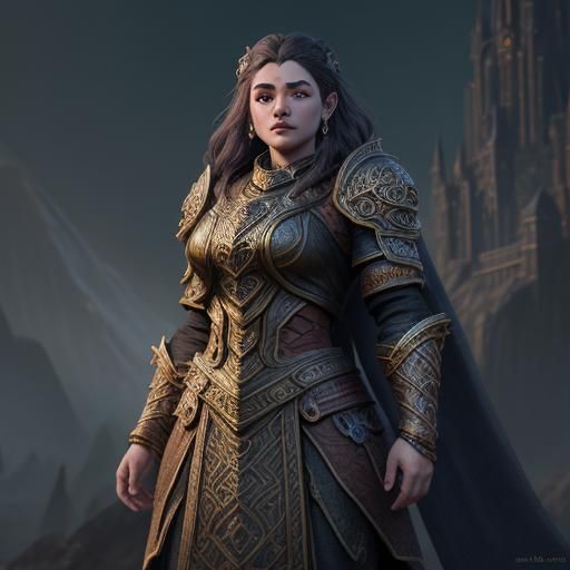 Detailed Dwarven Woman Filigree: Fantasy Concept Art