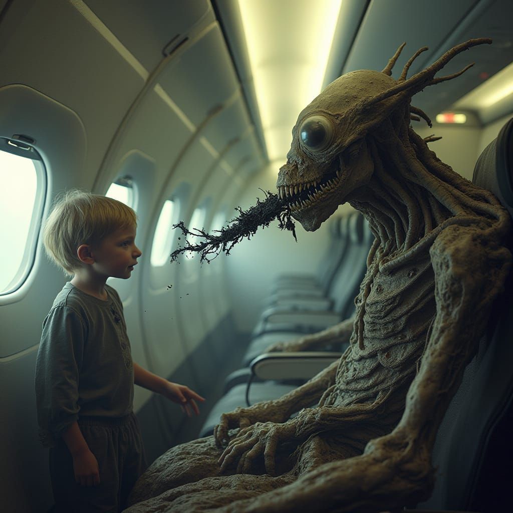 Surreal Airborne Chaos, Inspired by H.R. Giger's Organic-Mec...