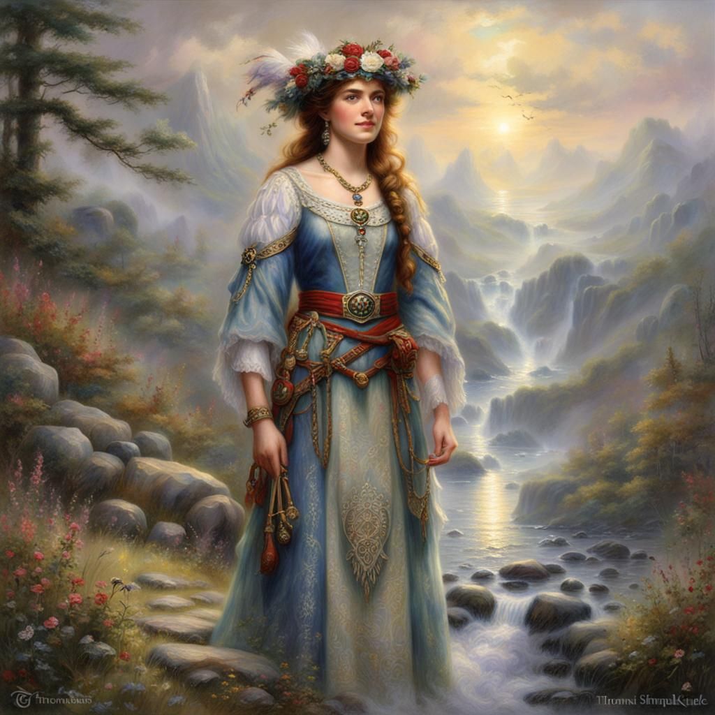 Scottish Maiden in Thompson Regalia: Ethereal Fantasy Art