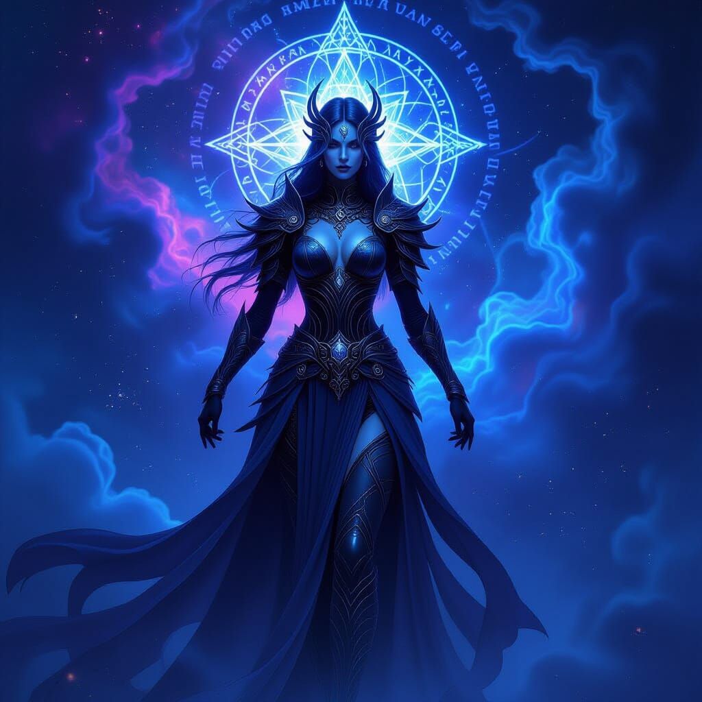 Celestial Warrior's Alchemical Transformation in Cosmic Nebu...