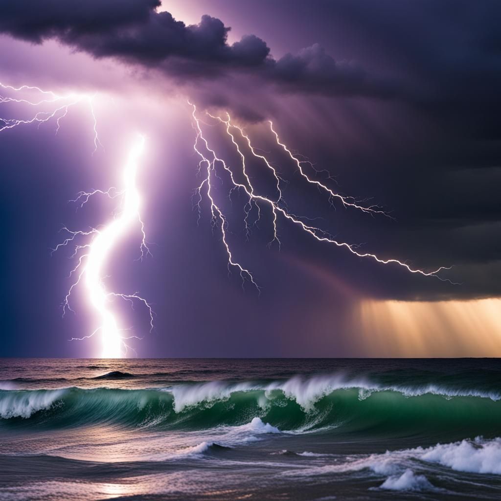 Dramatic Rainbow Tornado Over the Sea