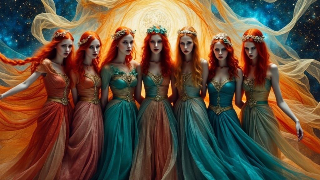 Celestial Sisters Portrait in Rutkowski Style