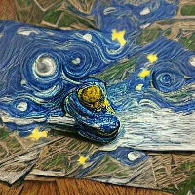 Starry Night Sky as Impasto Oil Painting