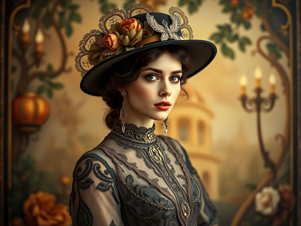 Victorian Woman with Art Nouveau Accessories