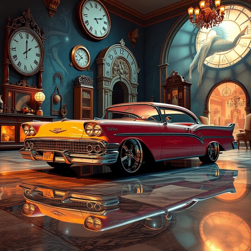 Surreal '56 Chevy Impala in a Dali Dreamscape