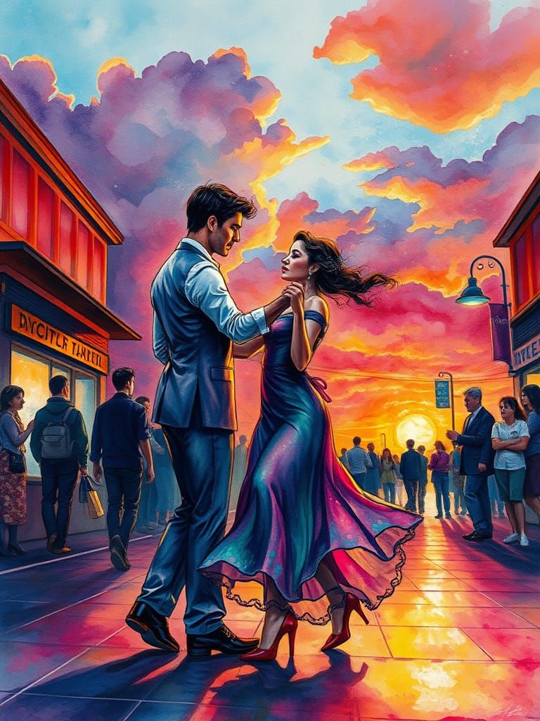 Surreal Tango Dance in Colorful Streets