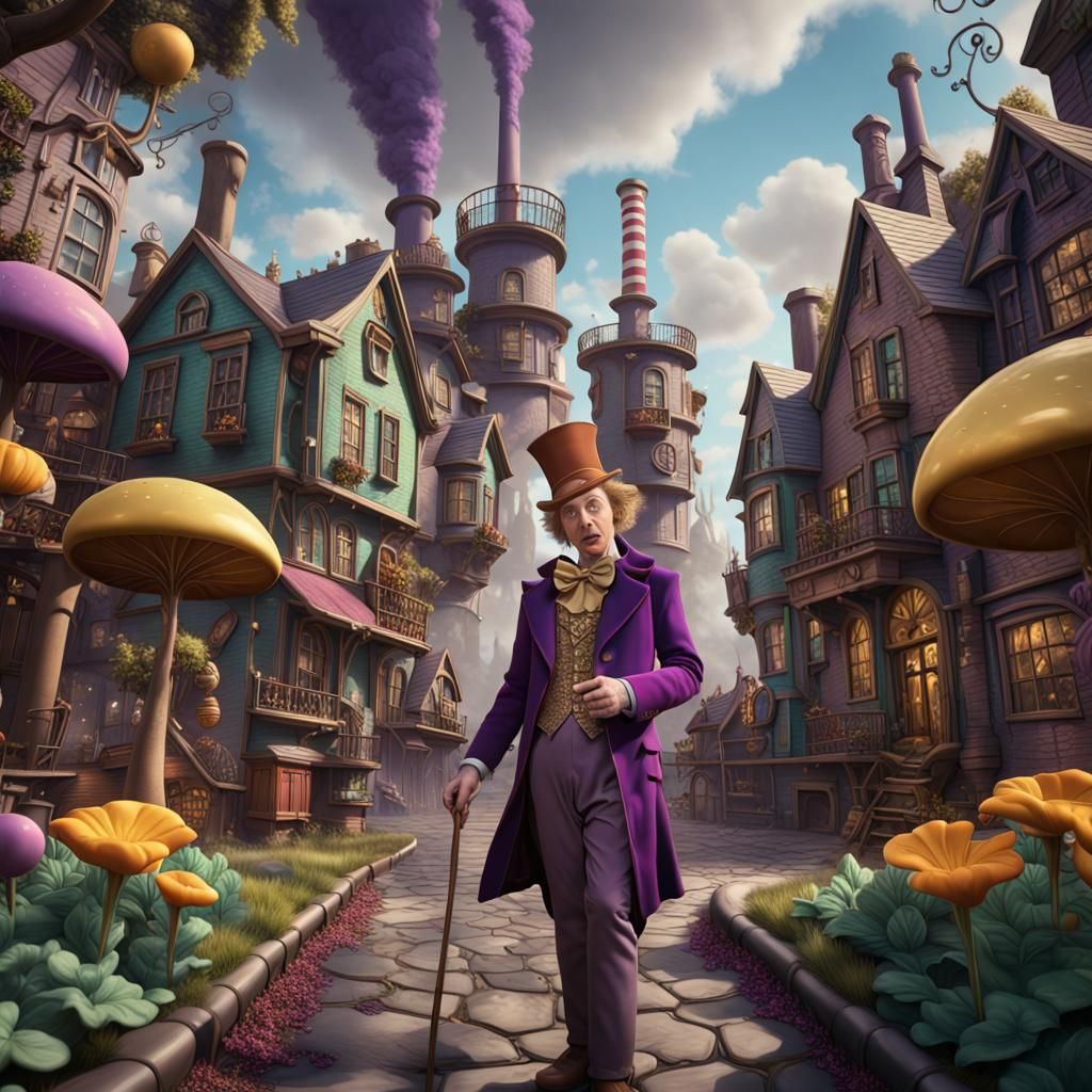 Detailed Matte Painting of Willy Wonka