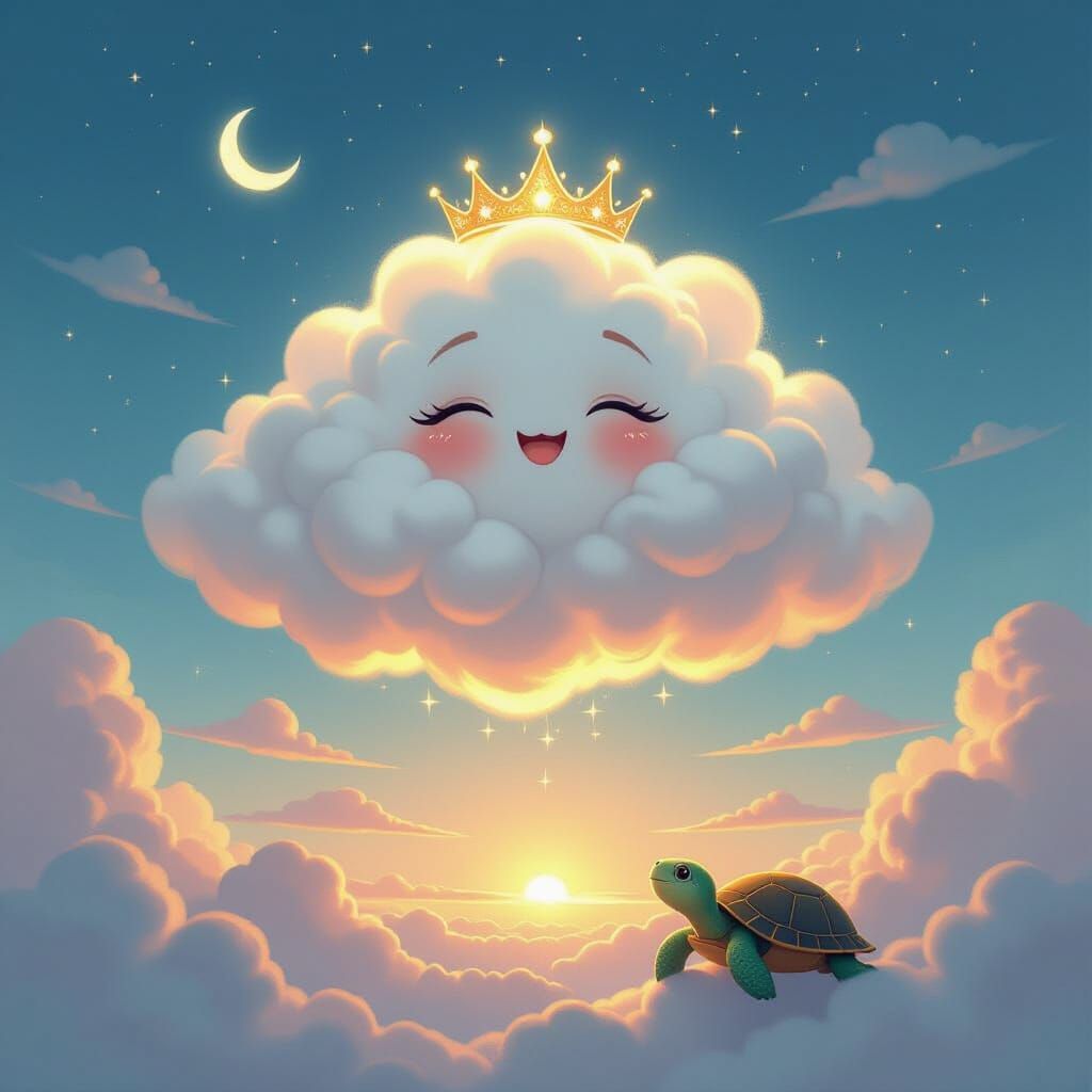 Cloud Queen Crown Drifts Through Twilight Sky