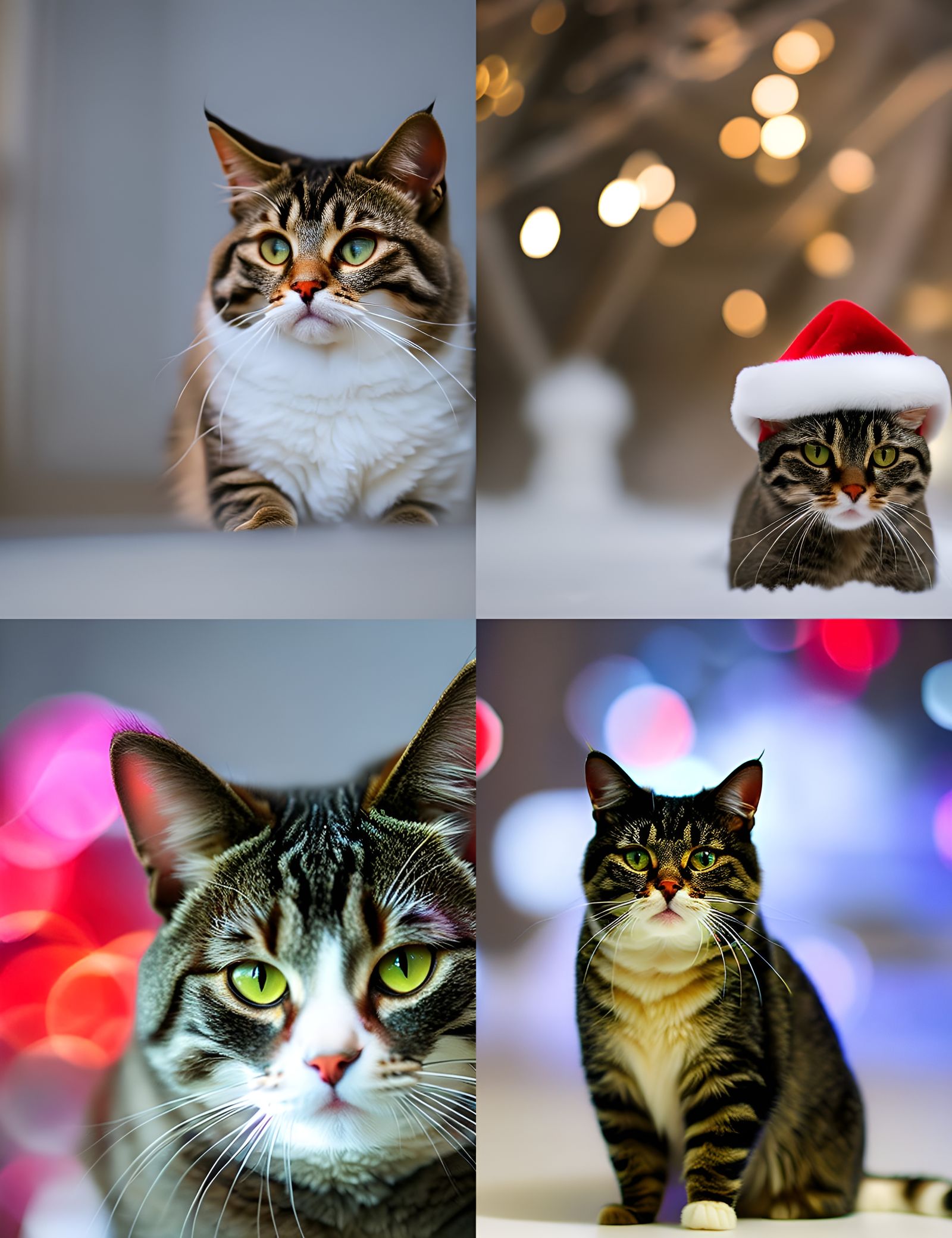Santa Cat Portrait in Professional Photography Style