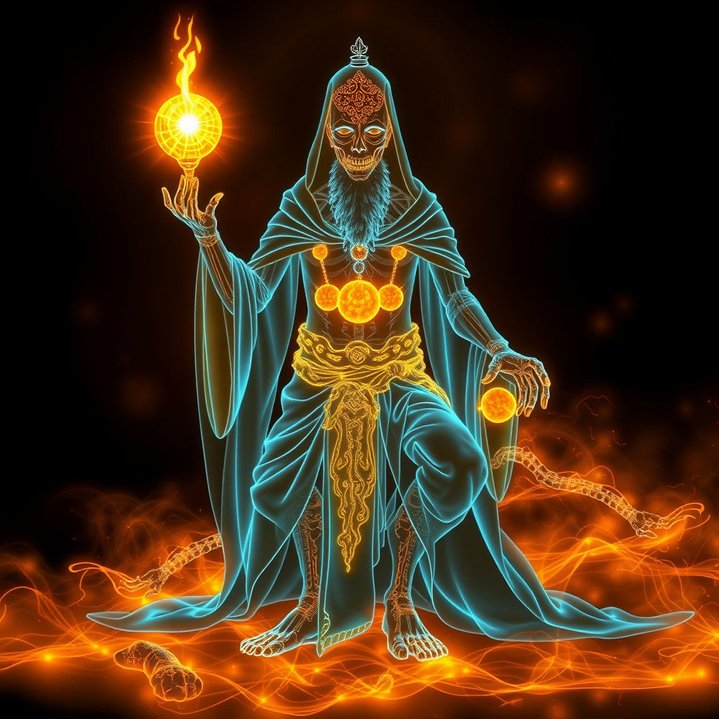 Monk in Amber: Glowing Aura X-Ray Illusion