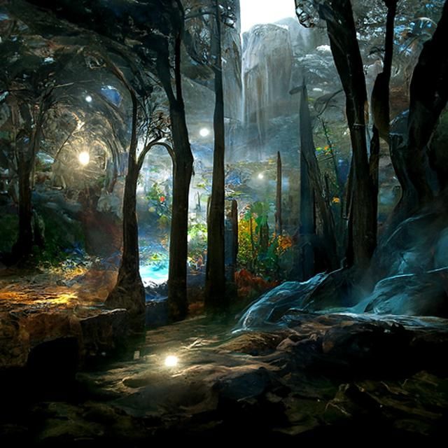 Ethereal Spooky Forest with Spirits, Digital Art