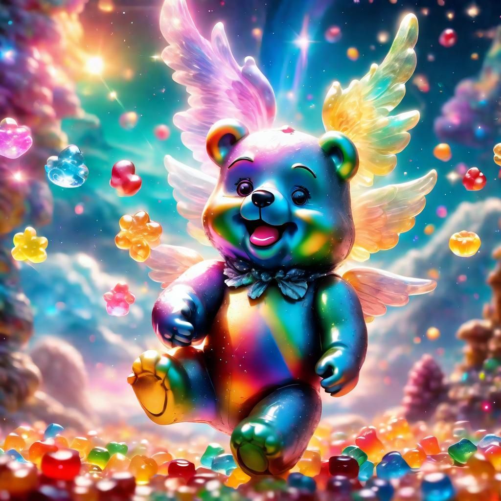 Angelic Gummi Bears in Holographic Astral Splendor