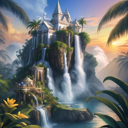 White Wolf in Paradise with Steampunk Engine