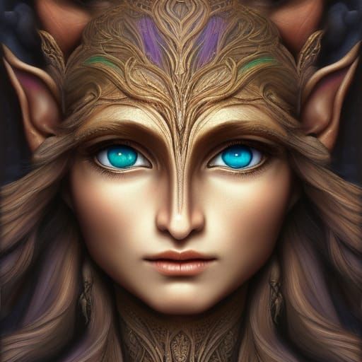 Detailed Wood Elf Portrait in Digital Painting Style