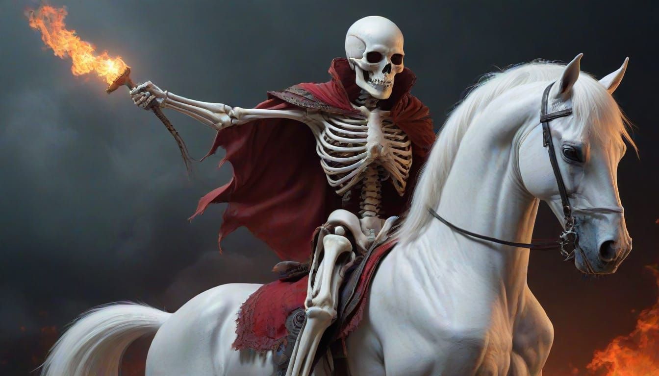 Ghostly God of Death in a Cyberpunk Aesthetic