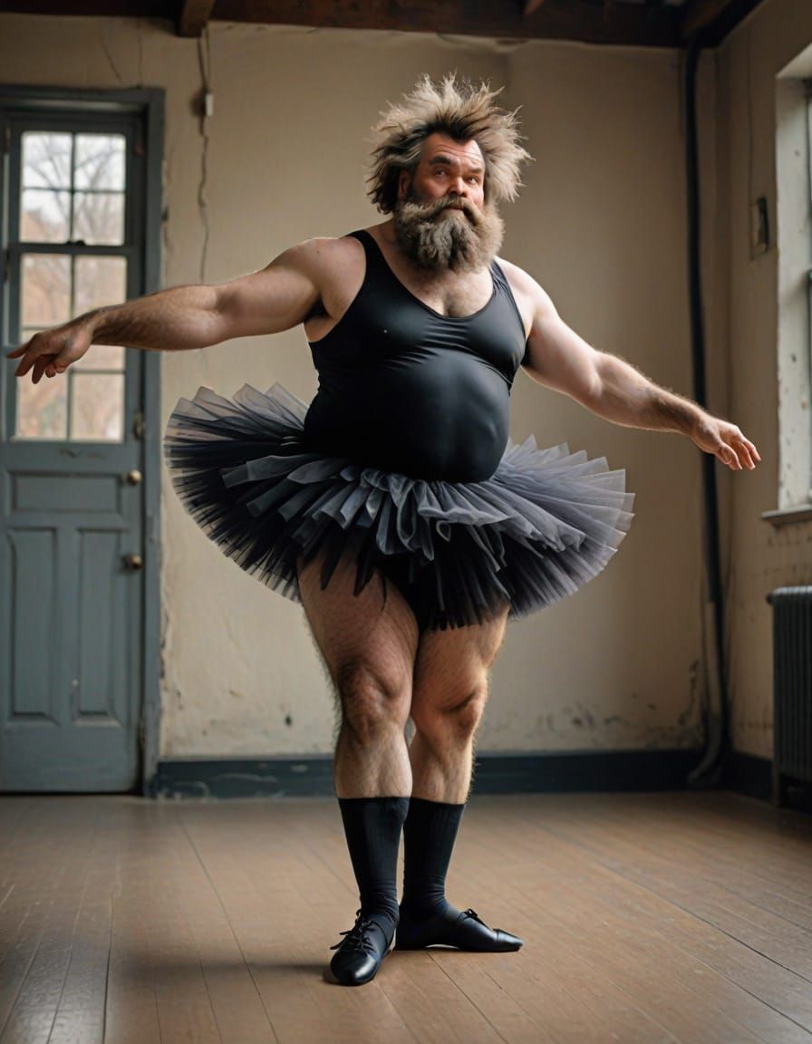 Quirky Ballet: Hairy Man in Black Tutu