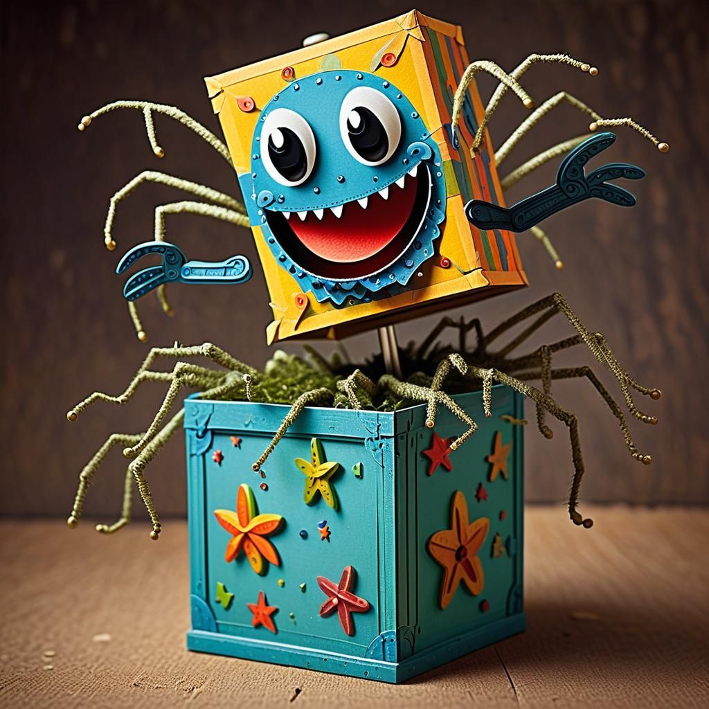 Whimsical Tarantula Jack-in-the-Box Toy with a Smile