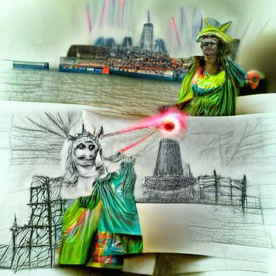 Stylized Lady Liberty in Sharp Monochrome