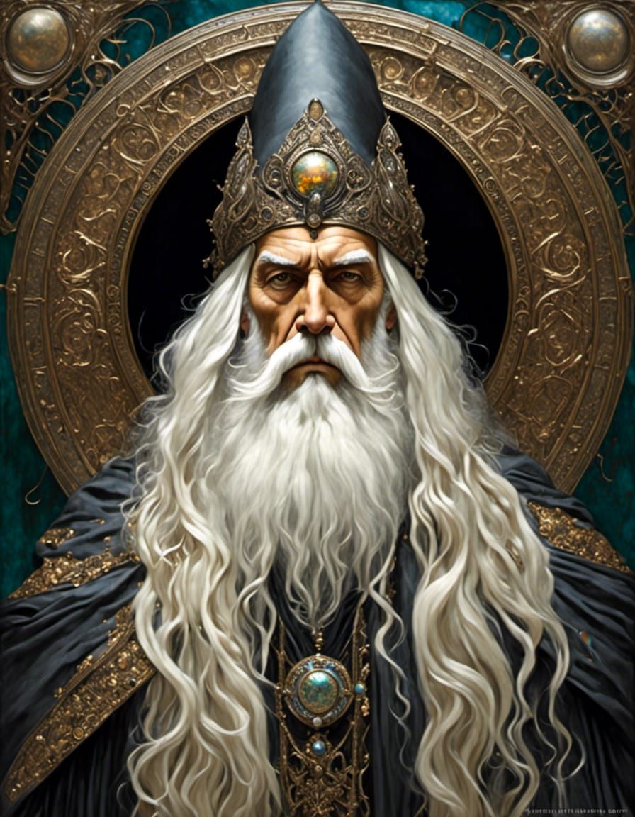 Surreal Old Wizard in Photo-Nouveau Style