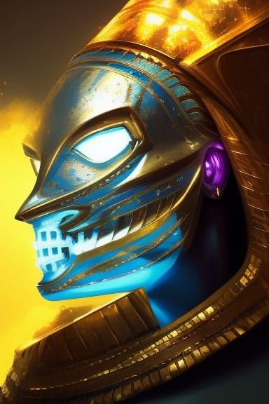 Ghost Rider Pharaoh Portrait in Hyperdetailed Style