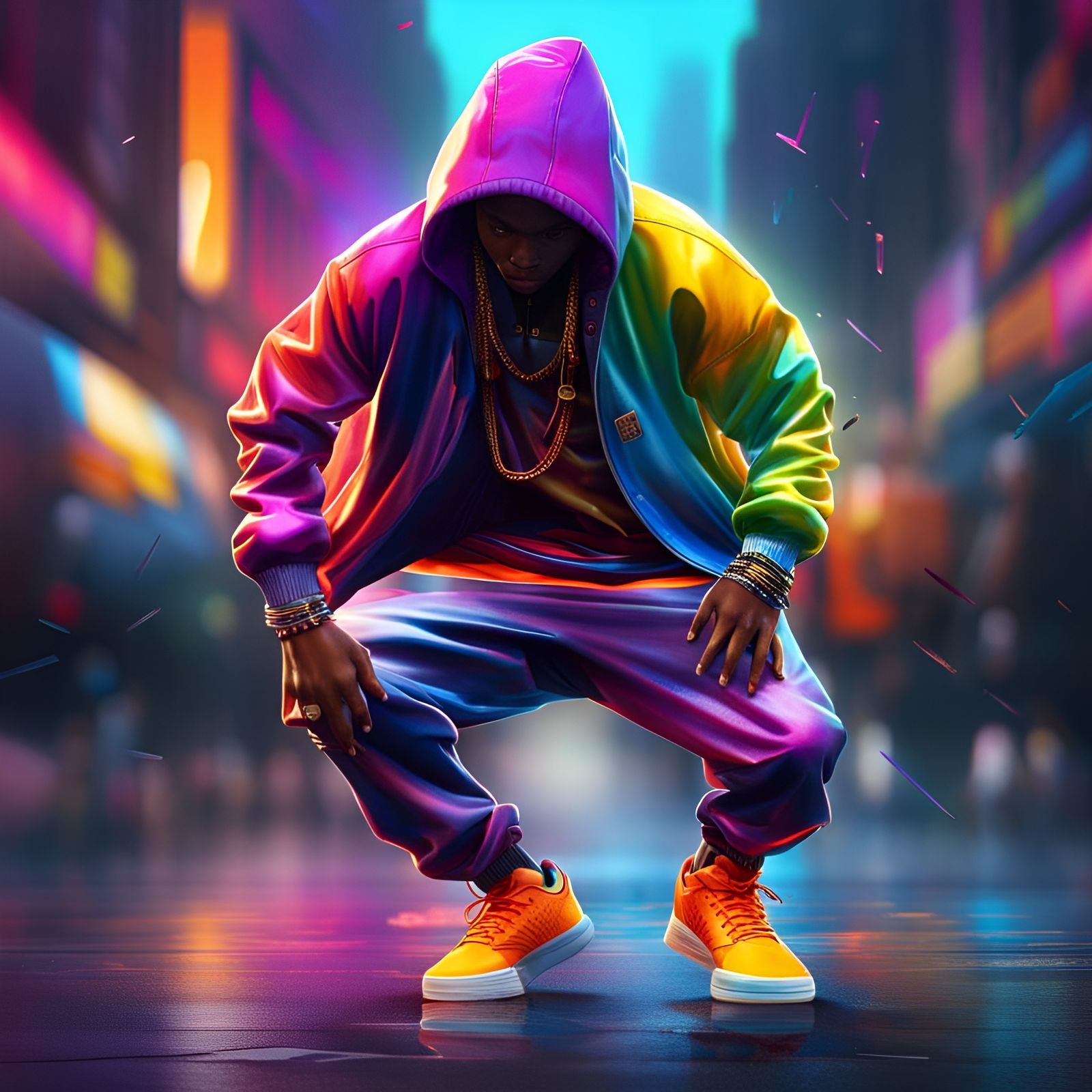 Hyperrealistic Street Dancer in Splash Art Style