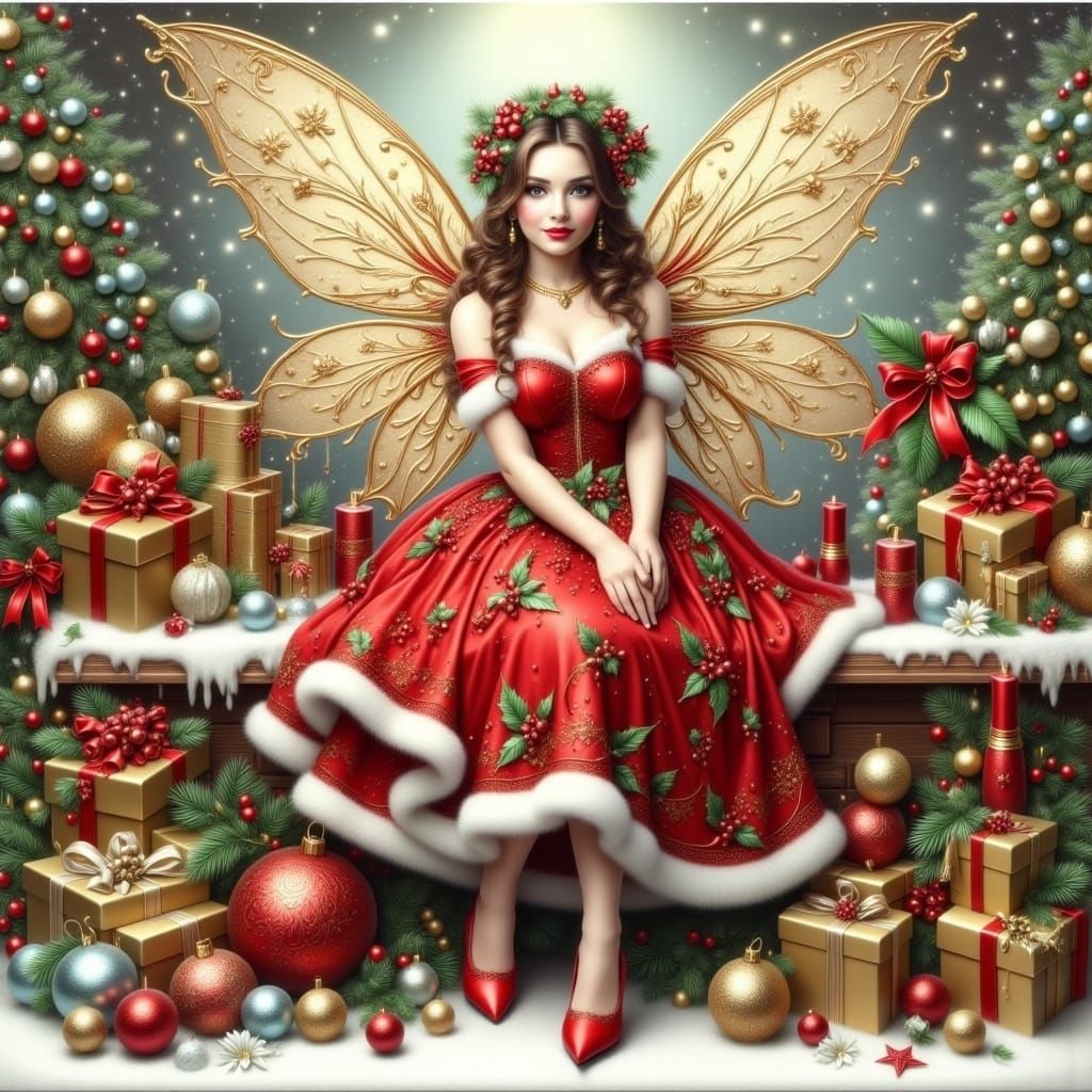 Christmas Fairy with Santa Claus in Digital Art
