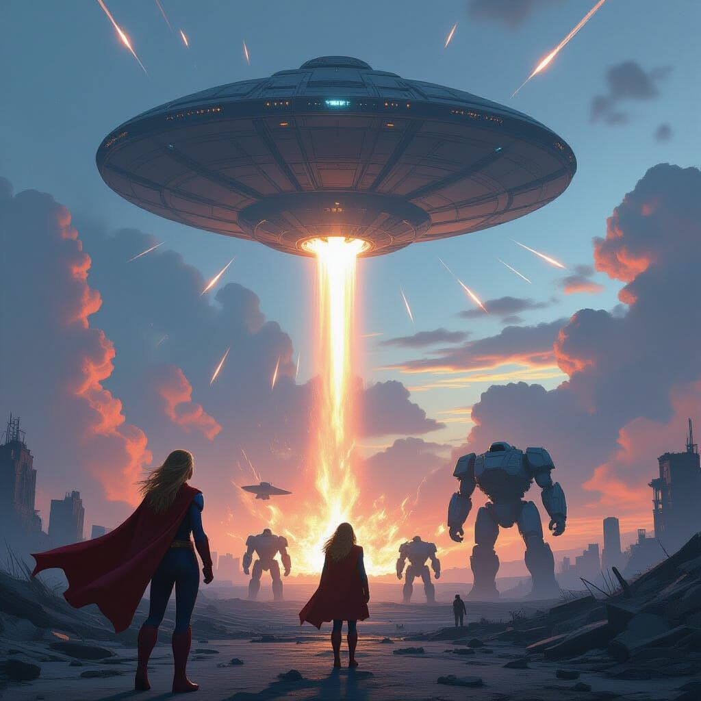 Supergirl Pilot Faces Biomechanical Spaceship Over War-Torn ...
