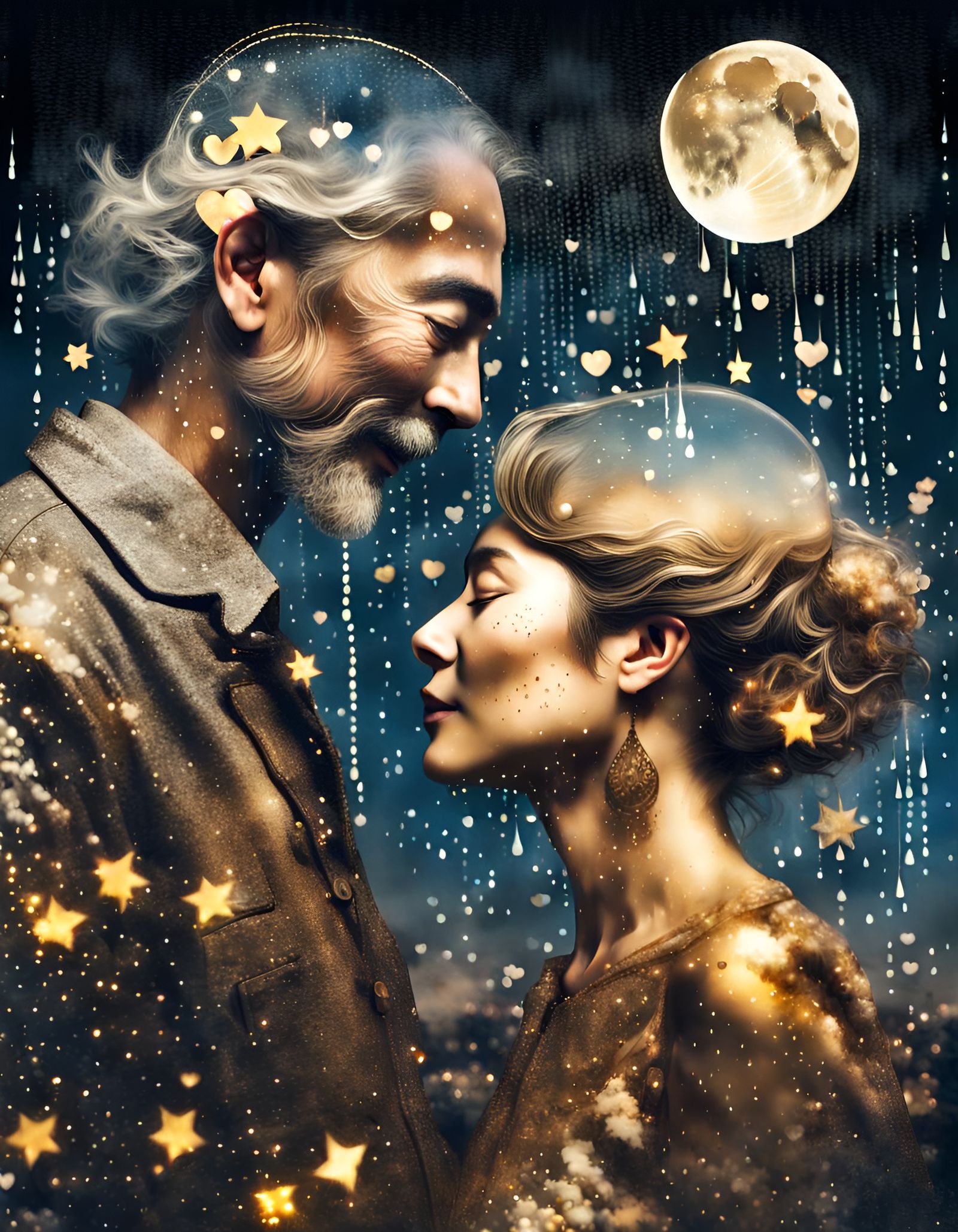 Gay Couple Kissing Under Starry Night Sky