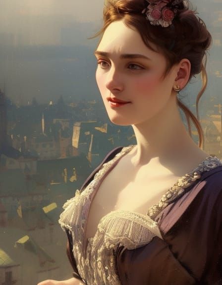 Victorian Woman Portrait with Oslo Background