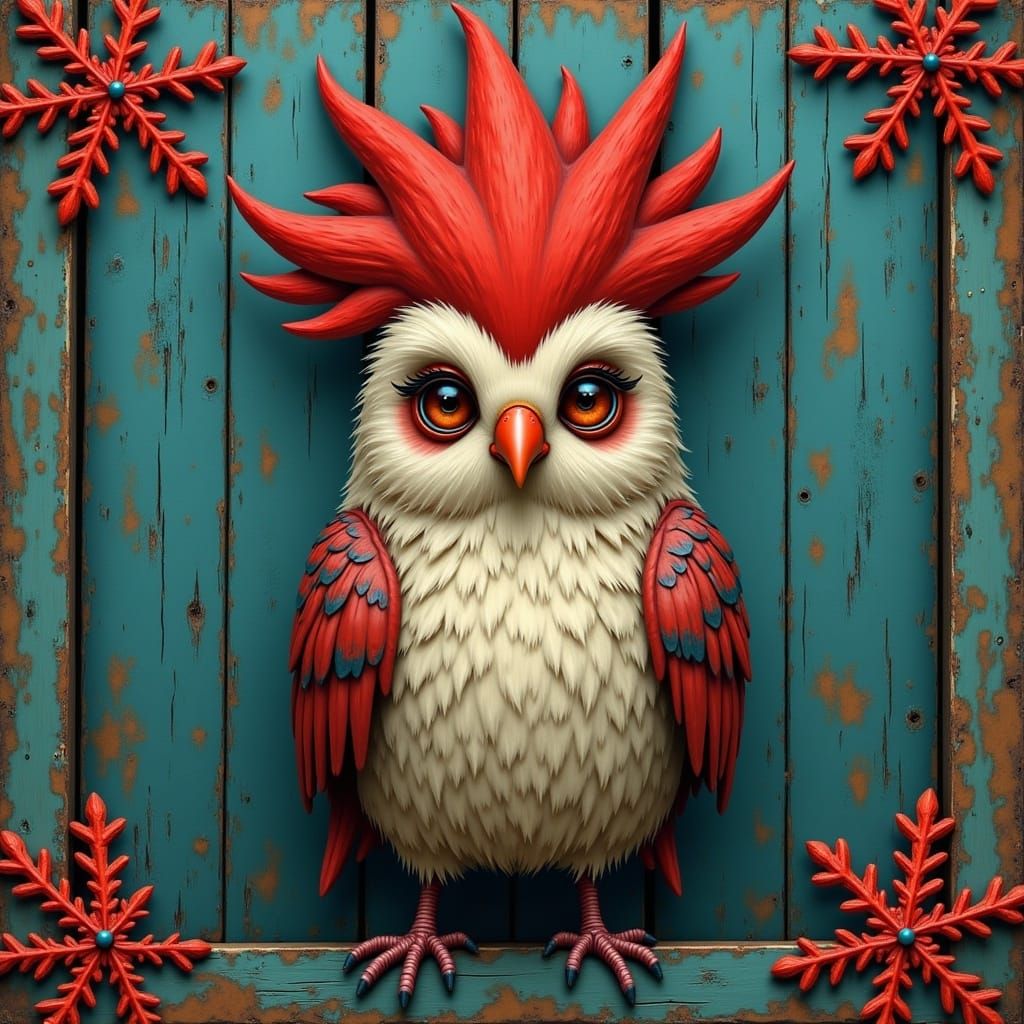 Whimsical Gang-Gang Cockatoo in Hygge Vibe Style