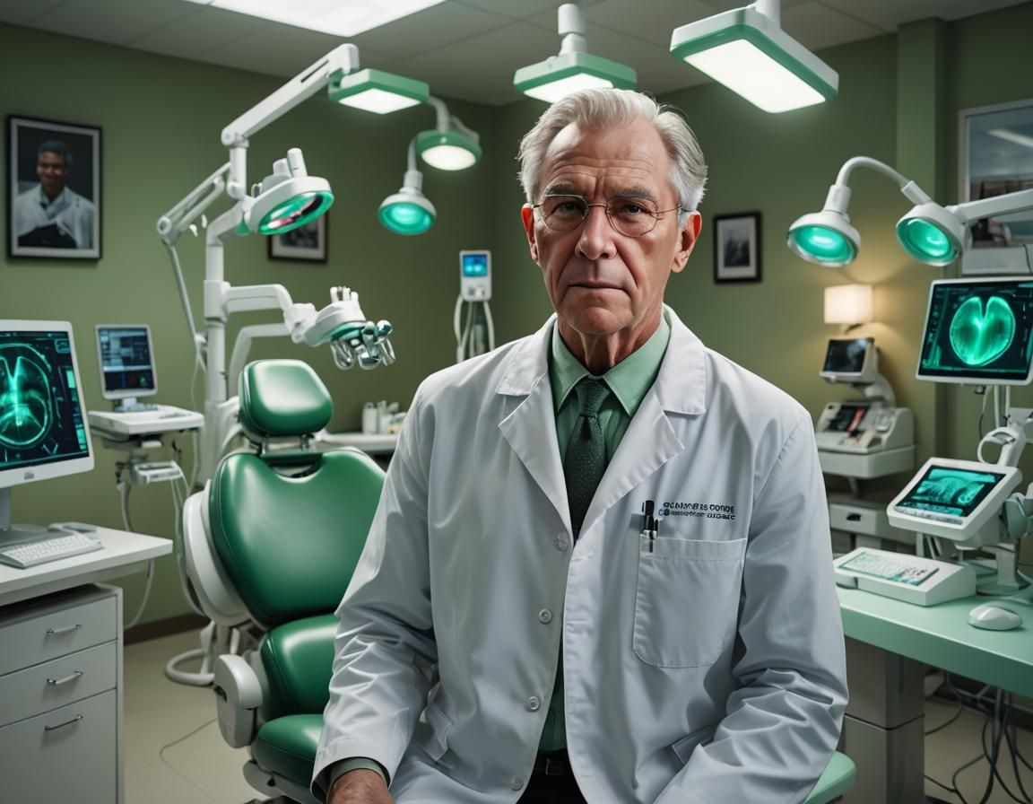 Dentist Portrait in Art Nouveau Sci-Fi Style