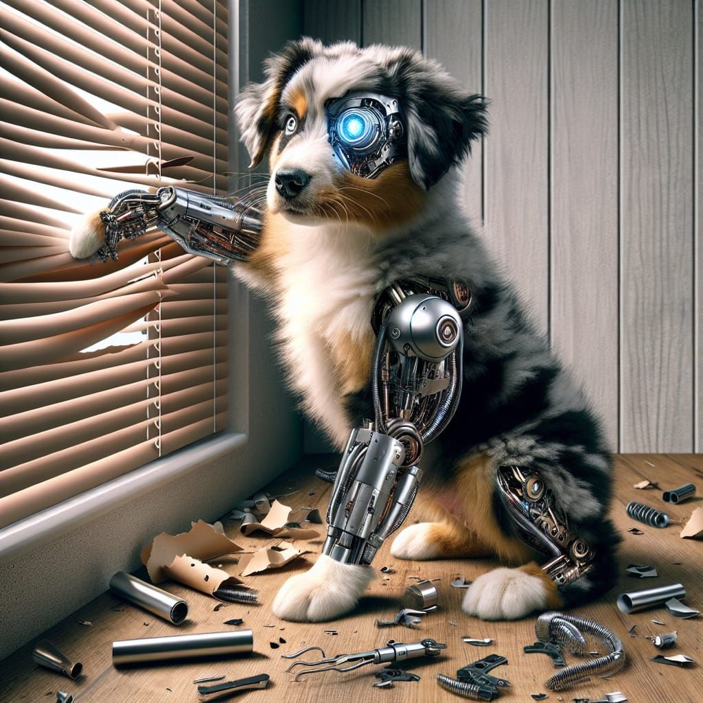 Distressed Cybernetic Puppy Expressing Loneliness