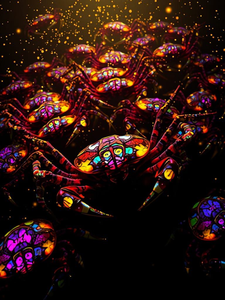 Surreal Hyperrealistic Crabs Emerge from Cosmic Ink Sea