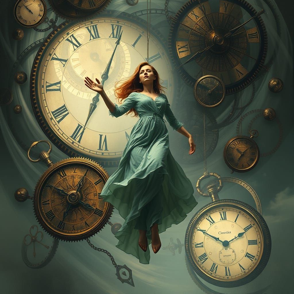 Frozen Woman in Steampunk Surrealism