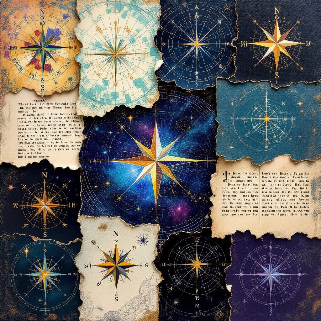 Cosmic Collage of Celestial Maps and Sigils